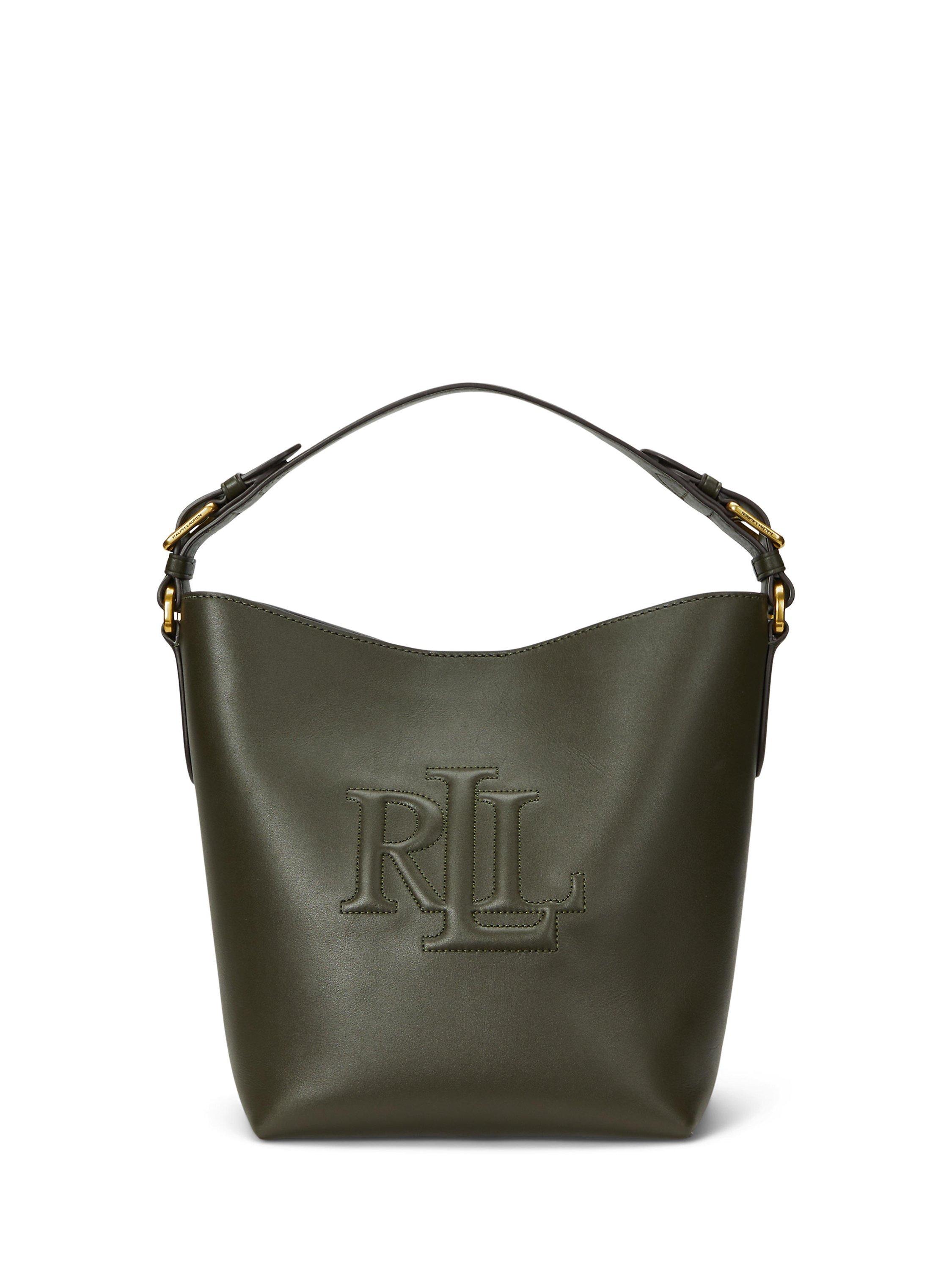 Lauren Ralph Lauren Witley Leather Medium Bucket Bag Dark Olive