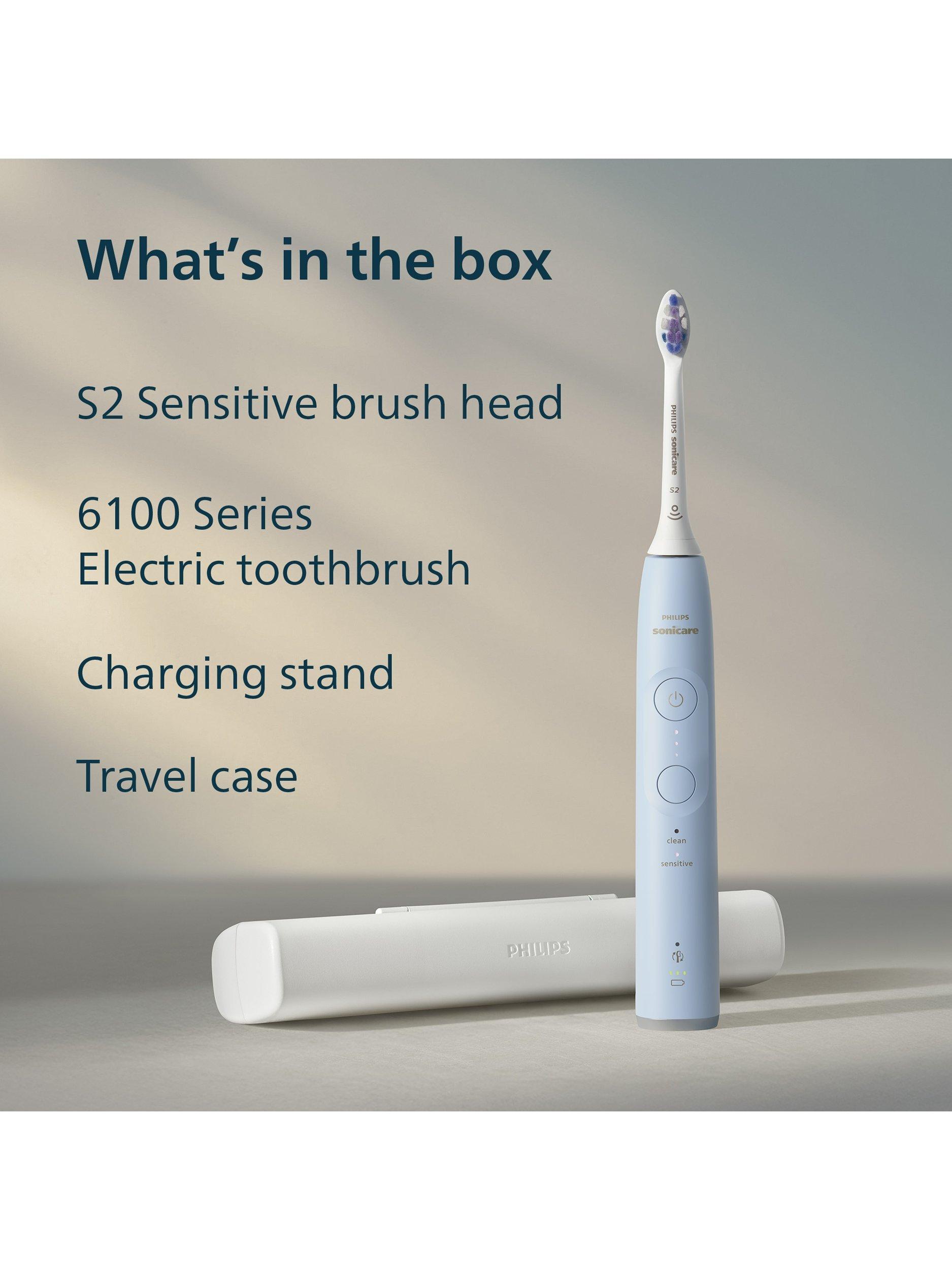 Product image 9 of 10, which shows Philips Sonicare 6100 HX7406/02 Electric Toothbrush, Light Blue