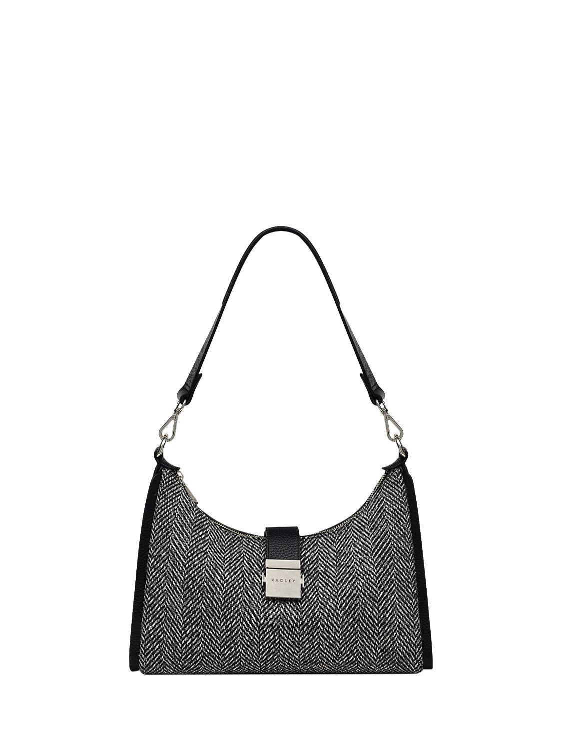 Radley Sloane Street Herringbone Medium Zip Top Shoulder Bag, Black