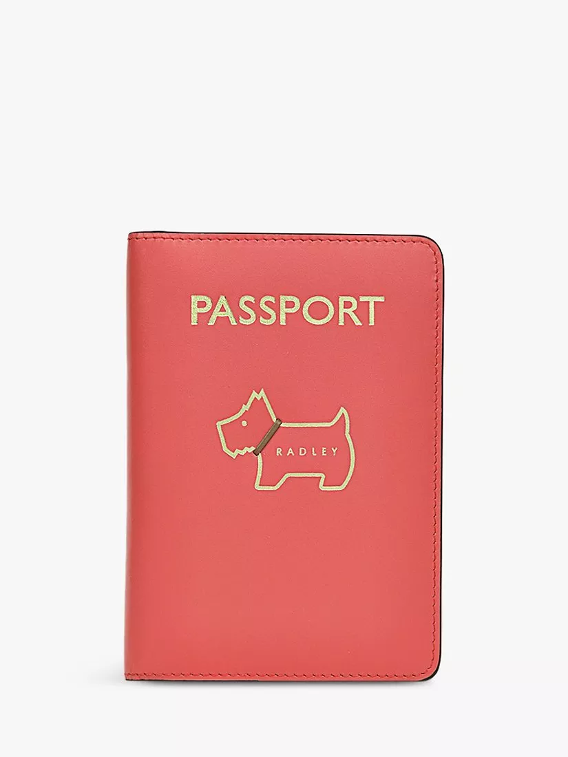 Radley Heritage Dog Outline Leather Passport Holder Lava