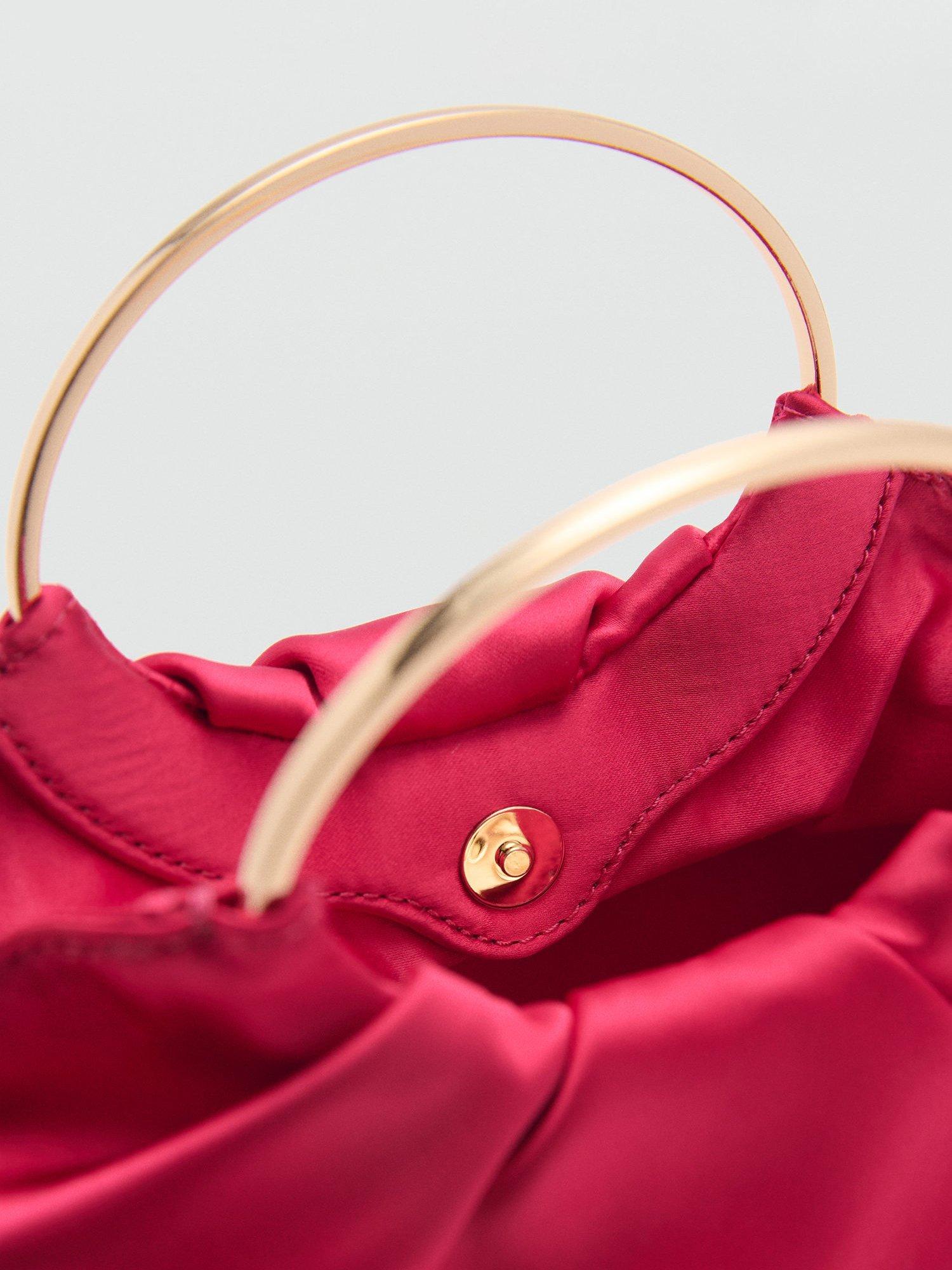 Product image 3 of 3, which shows Mango Chloe Satin Clutch Bag, Bright Pink