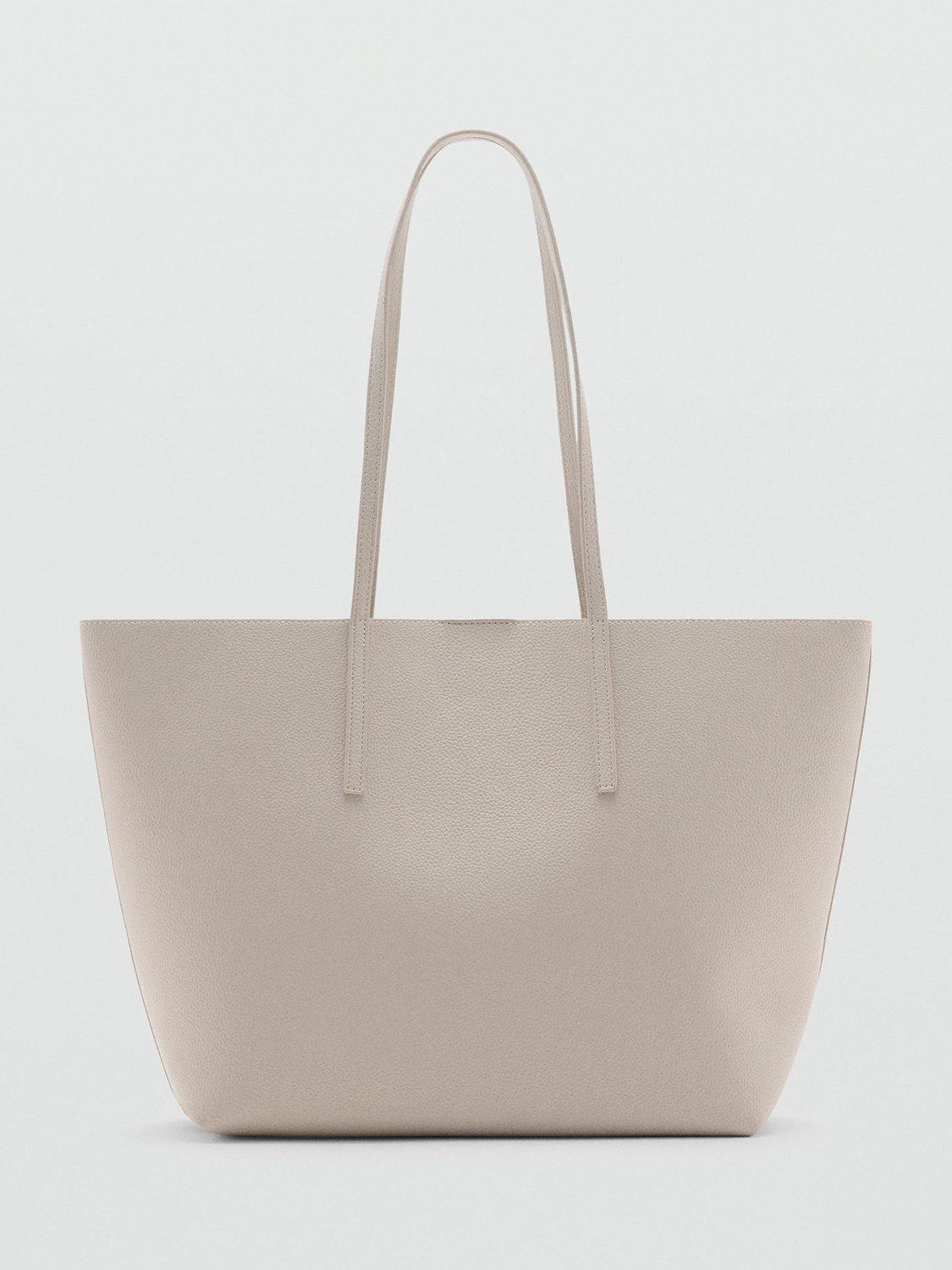 Mango Maribel Faux Leather Tote Bag, Light Beige