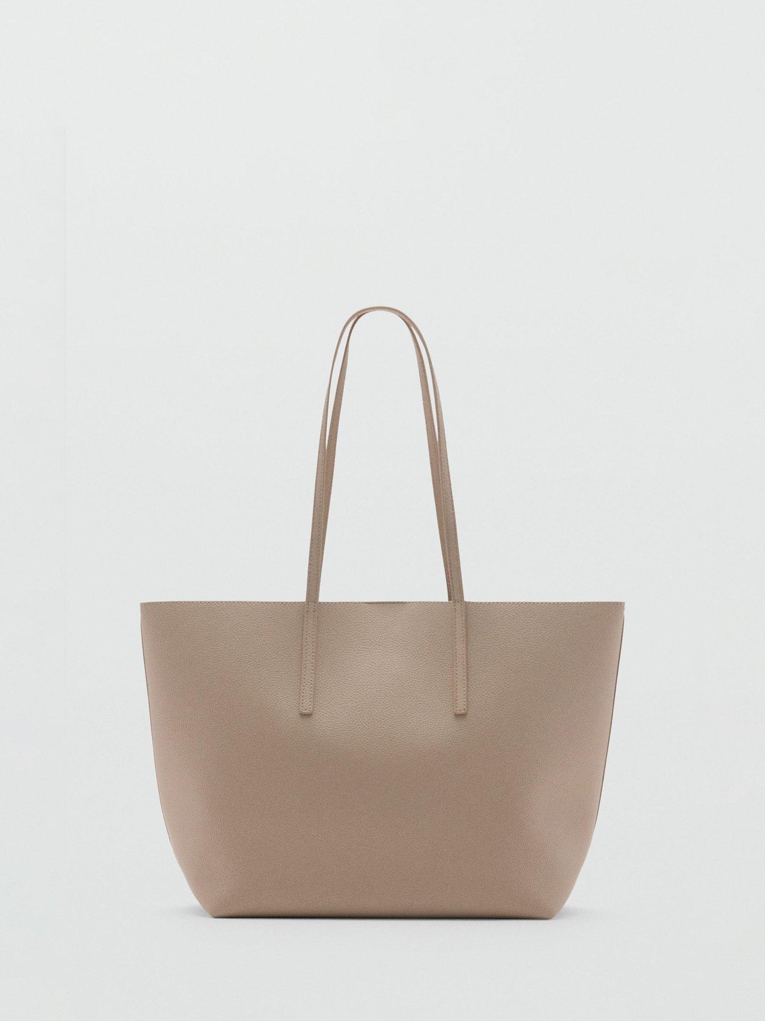 Mango Maribel Pebbled Faux Leather Tote Bag, Beige