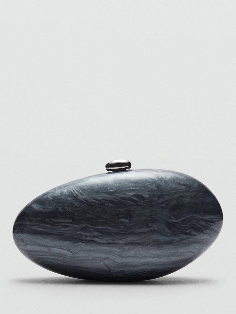 Product image 1 of 4, which shows Mango Mona Pebble Clutch Bag, Dark Blue