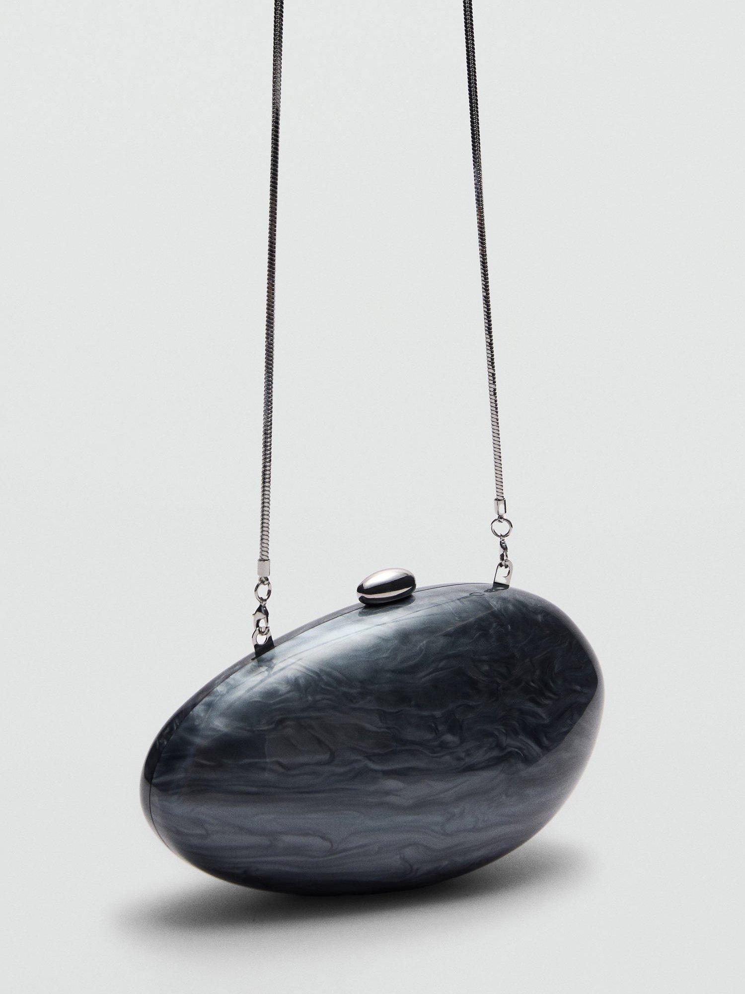 Product image 2 of 4, which shows Mango Mona Pebble Clutch Bag, Dark Blue
