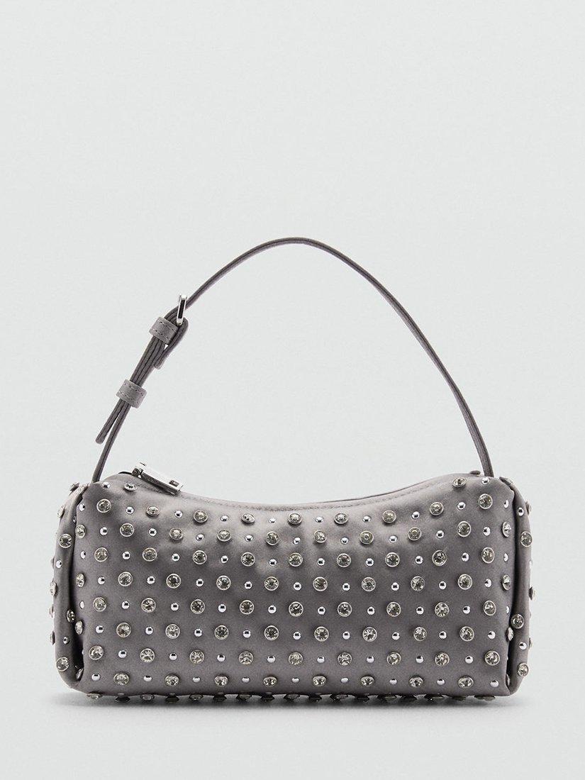 Mango Morgan Decorative Crystals Bag, Pastel Grey