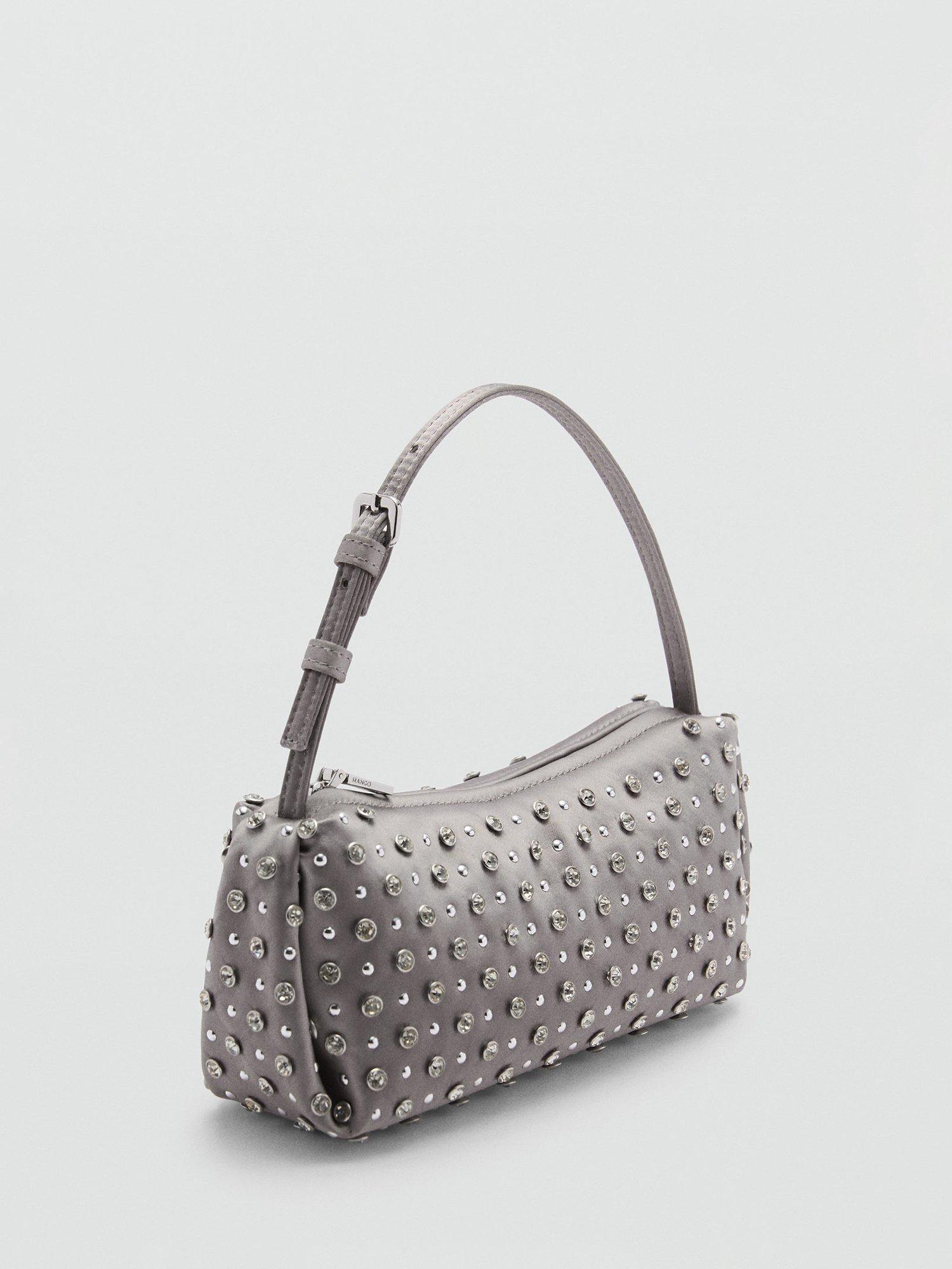 Mango Morgan Decorative Crystals Bag, Pastel Grey