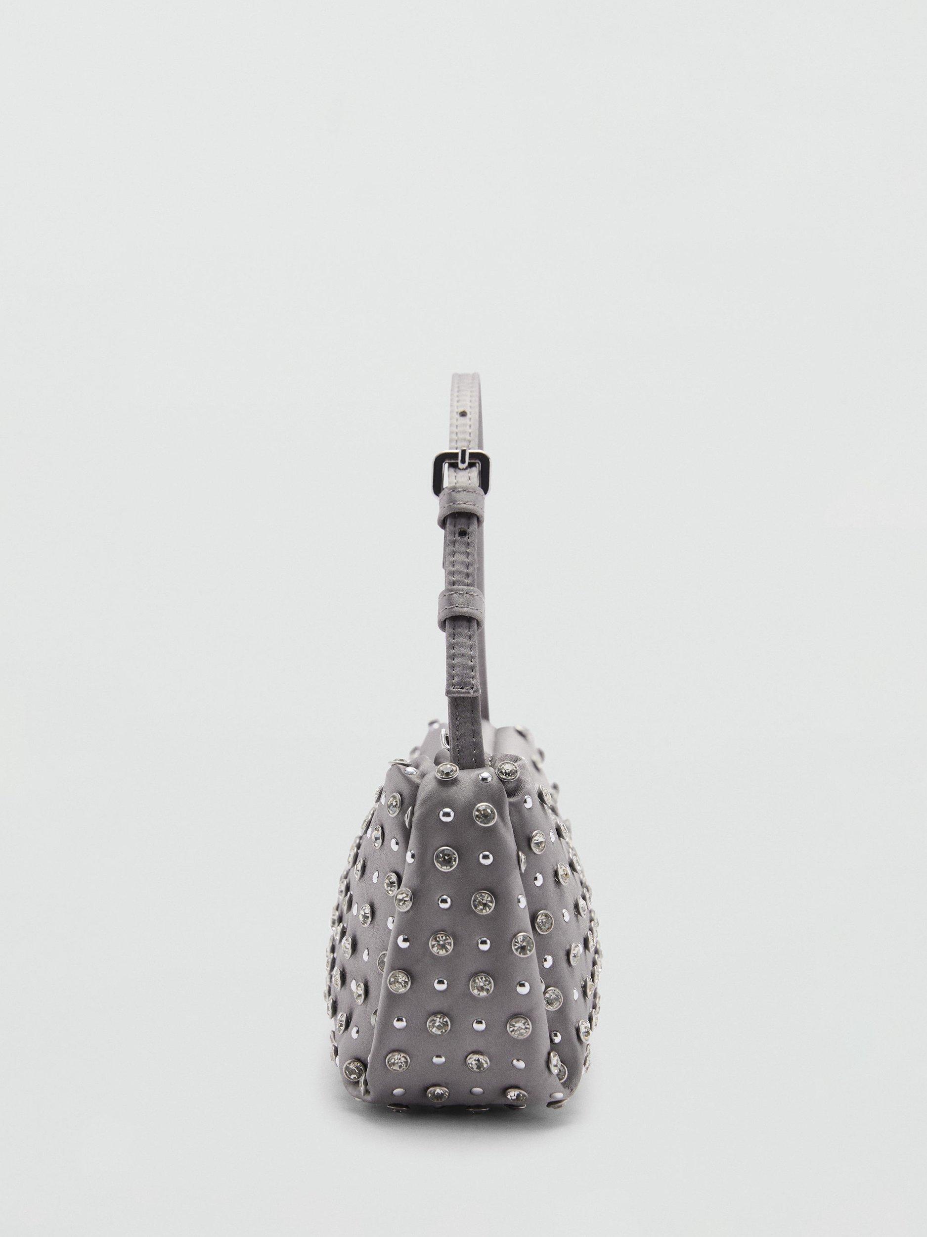 Mango Morgan Decorative Crystals Bag, Pastel Grey
