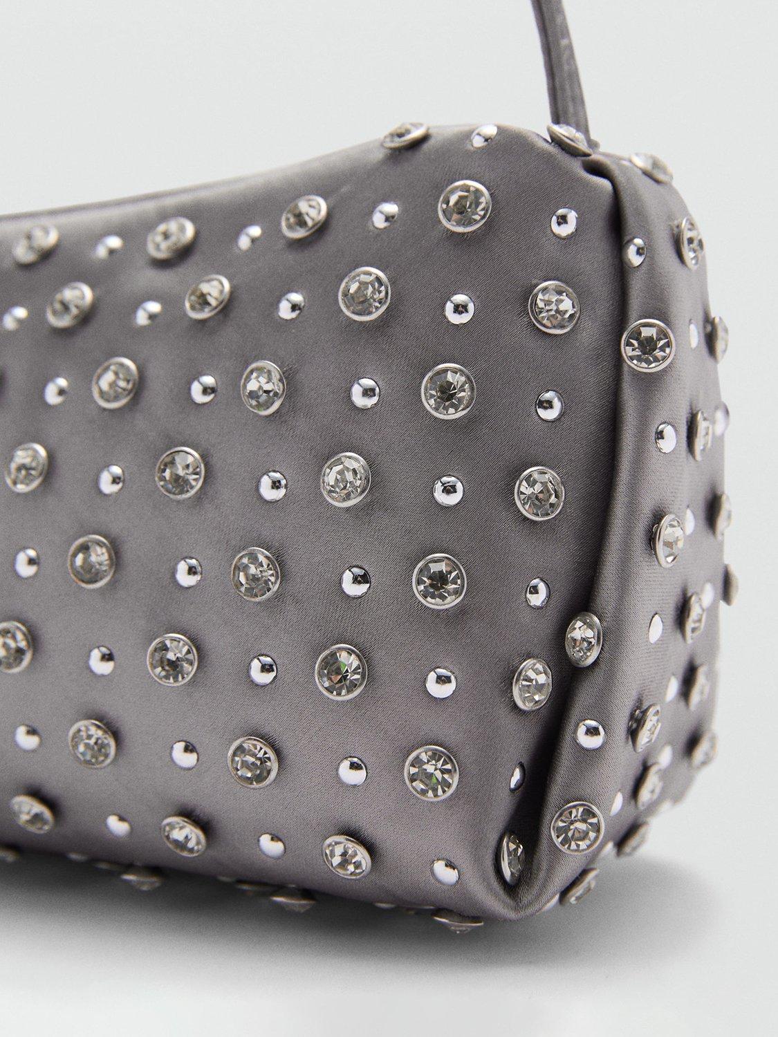 Mango Morgan Decorative Crystals Bag, Pastel Grey