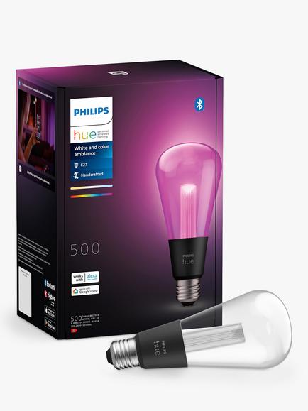 Philips Hue White & Colour Changing Ambiance Wireless Lighting LED with Bluetooth, 6.8W E27 Screw Bulb, Single, Clear