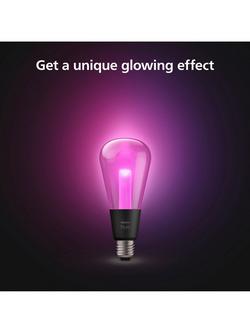 Philips Hue White & Colour Changing Ambiance Wireless Lighting LED with Bluetooth, 6.8W E27 Screw Bulb, Single - view 2, Clear