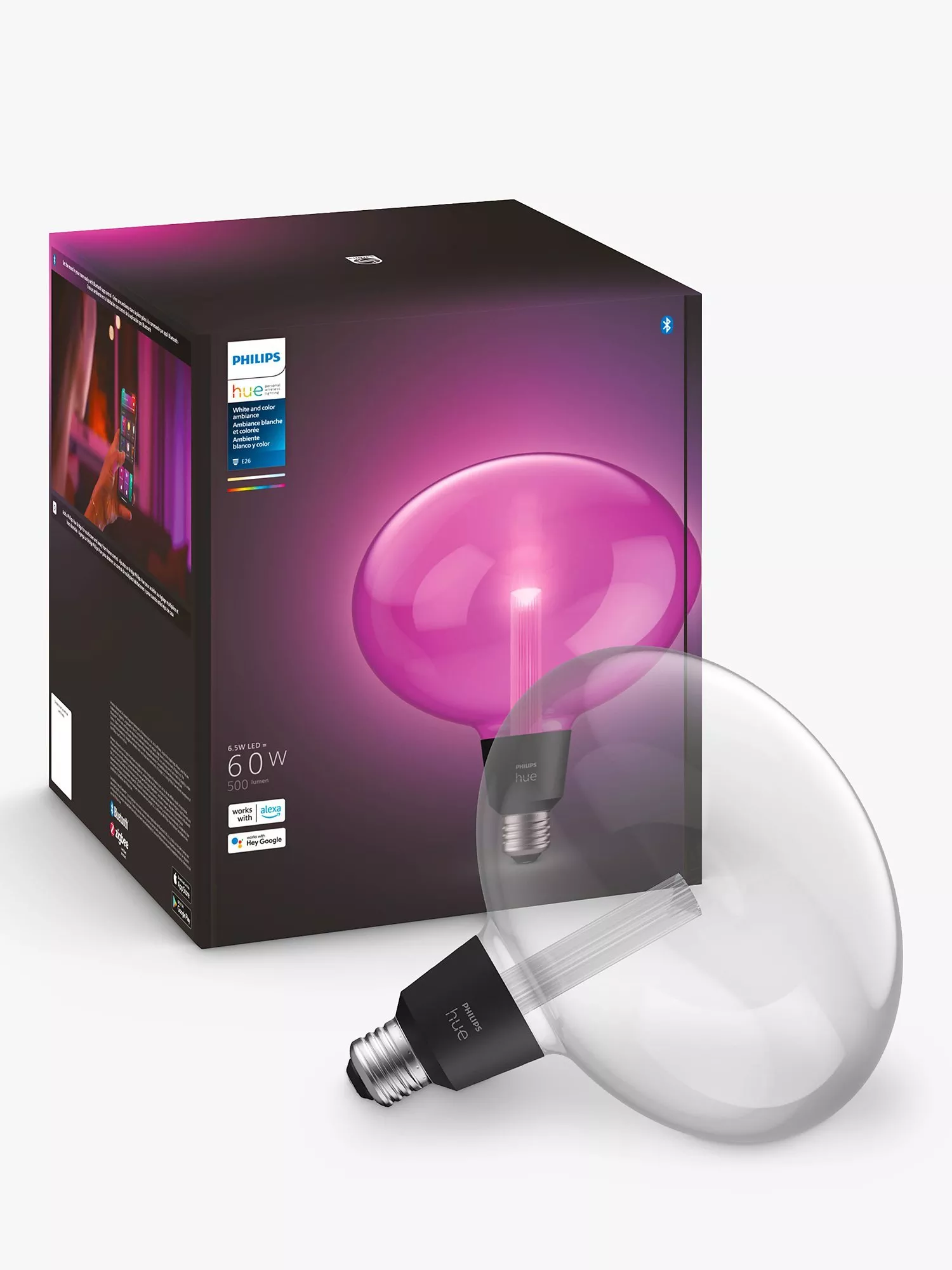 Philips Hue White & Colour Ambiance 6.5W E26 Smart LED Bulb