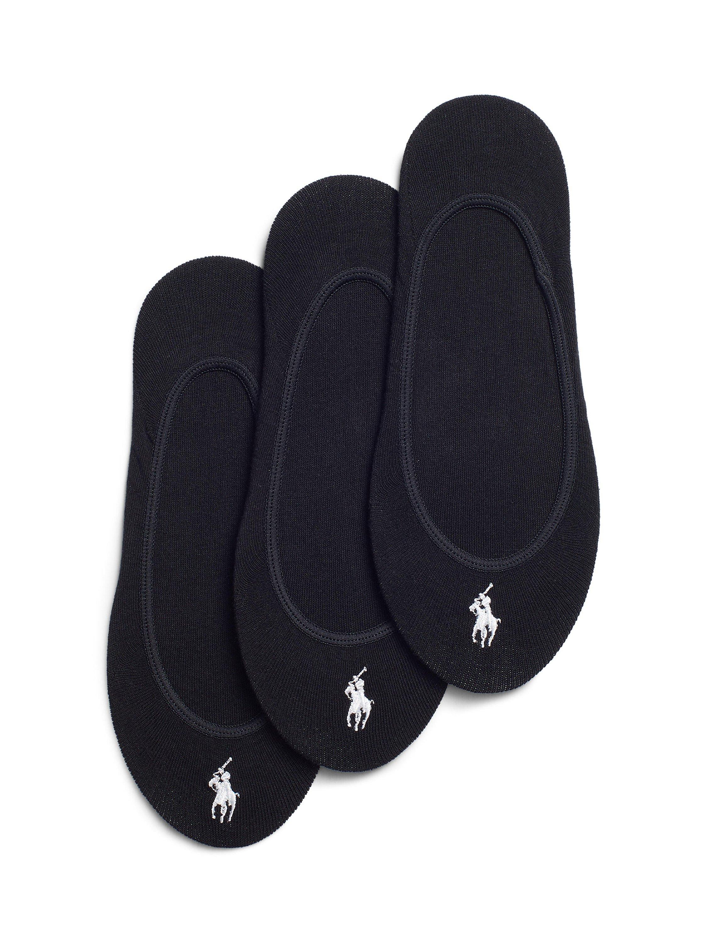 Product image 1 of 1, which shows Polo Ralph Lauren Logo Low Liner Socks, Pack of 3, Black