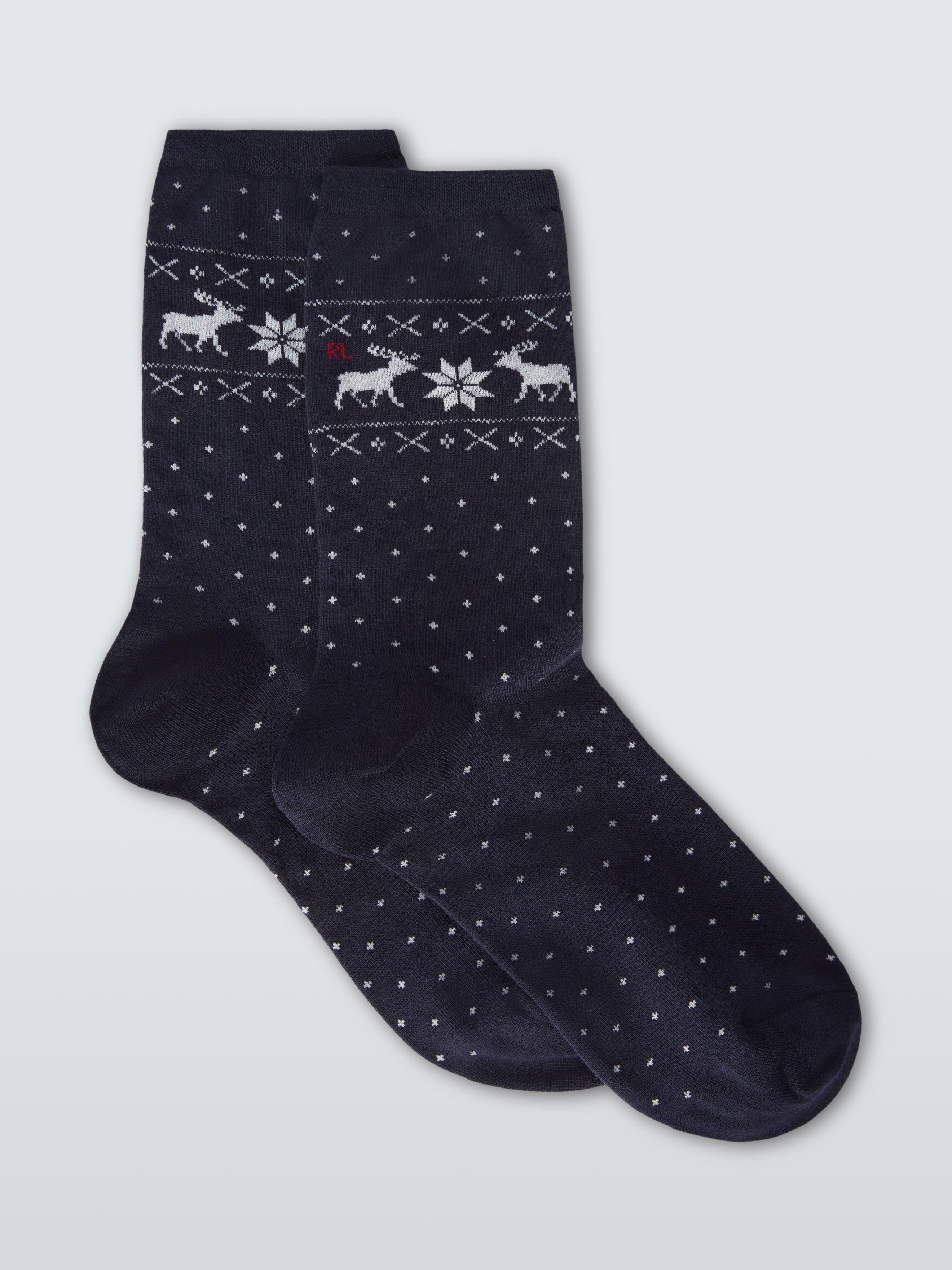 Ralph Lauren Christmas Reindeer Trouser Socks Navy