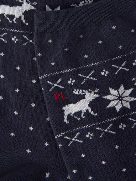 Ralph Lauren Christmas Reindeer Trouser Socks, Navy - view 2, Navy