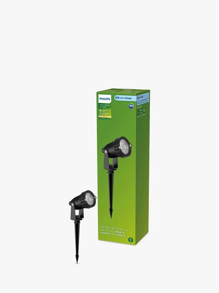 Philips Caper LED Outdoor Spotlight, Black