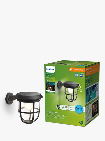 Philips Radii UltraEfficient Solar Powered Motion Sensor LED Outdoor Wall Light, Black