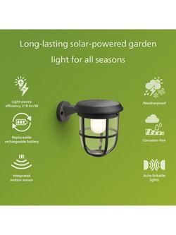 Philips Radii UltraEfficient Solar Powered Motion Sensor LED Outdoor Wall Light - view 2, Black