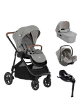 Joie Baby Versatrax Pushchair, Ramble XL Carrycot, i-Snug Car Seat and i-Base On the Go Encore Bundle, Pebble