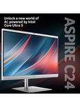 Acer Aspire C24-195ES All-in-One Desktop PC, Intel Core Ultra  Processor, 16GB RAM, 1TB SSD, 23.8" Full HD, White