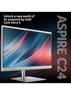 Acer Aspire C24-195ES All-in-One Desktop PC, Intel Core Ultra  Processor, 16GB RAM, 1TB SSD, 23.8" Full HD, White - view 2, White