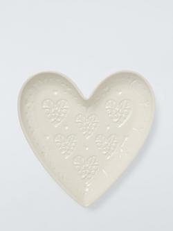 John Lewis Embossed Heart Stoneware Side Plate, 20cm, Off White