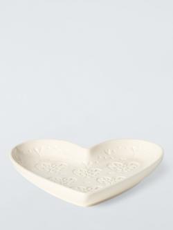 John Lewis Embossed Heart Stoneware Side Plate, 20cm - view 2, Off White
