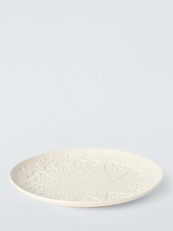John Lewis Embossed Heart Stoneware Side Plate, 20.5cm - view 2, Off White