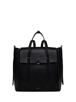 Radley The Chancery Leather Medium Flapover Backpack, Black, Black