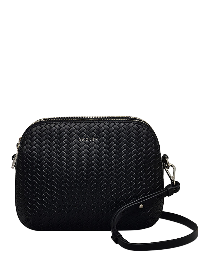 Radley Dukes Place Icon Leather Weave Medium Zip Top Crossbody Bag Black