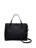 Dukes Place Leather Weave Medium Zip Top Grab Bag