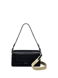 Radley Leather Lane Leather Croc Effect Medium Flapover Shoulder Bag, Black