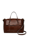 Radley The Chancery Leather Croc Effect Medium Flapover Grab Bag, Walnut