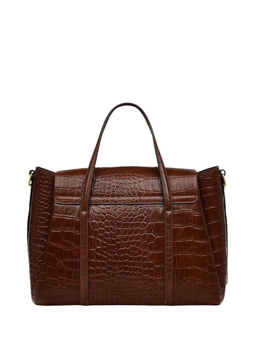 Radley The Chancery Leather Croc Effect Medium Flapover Grab Bag Walnut