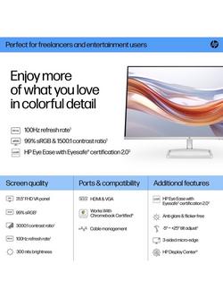 HP Series 5 532sf Full HD Monitor, 31.5”, Silver - view 2, Silver