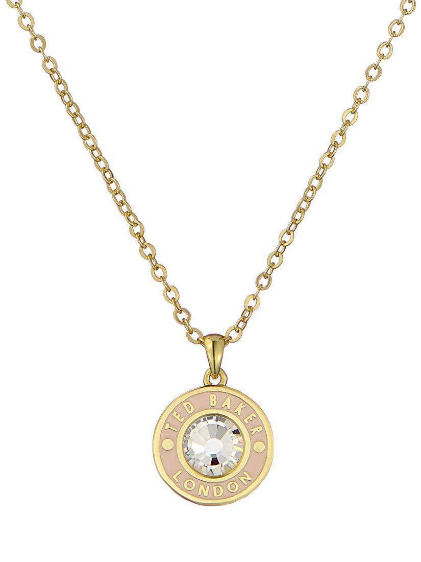 Product image 1 of 5, which shows Ted Baker Cherlie Crystal Button Pendant Necklace, Gold