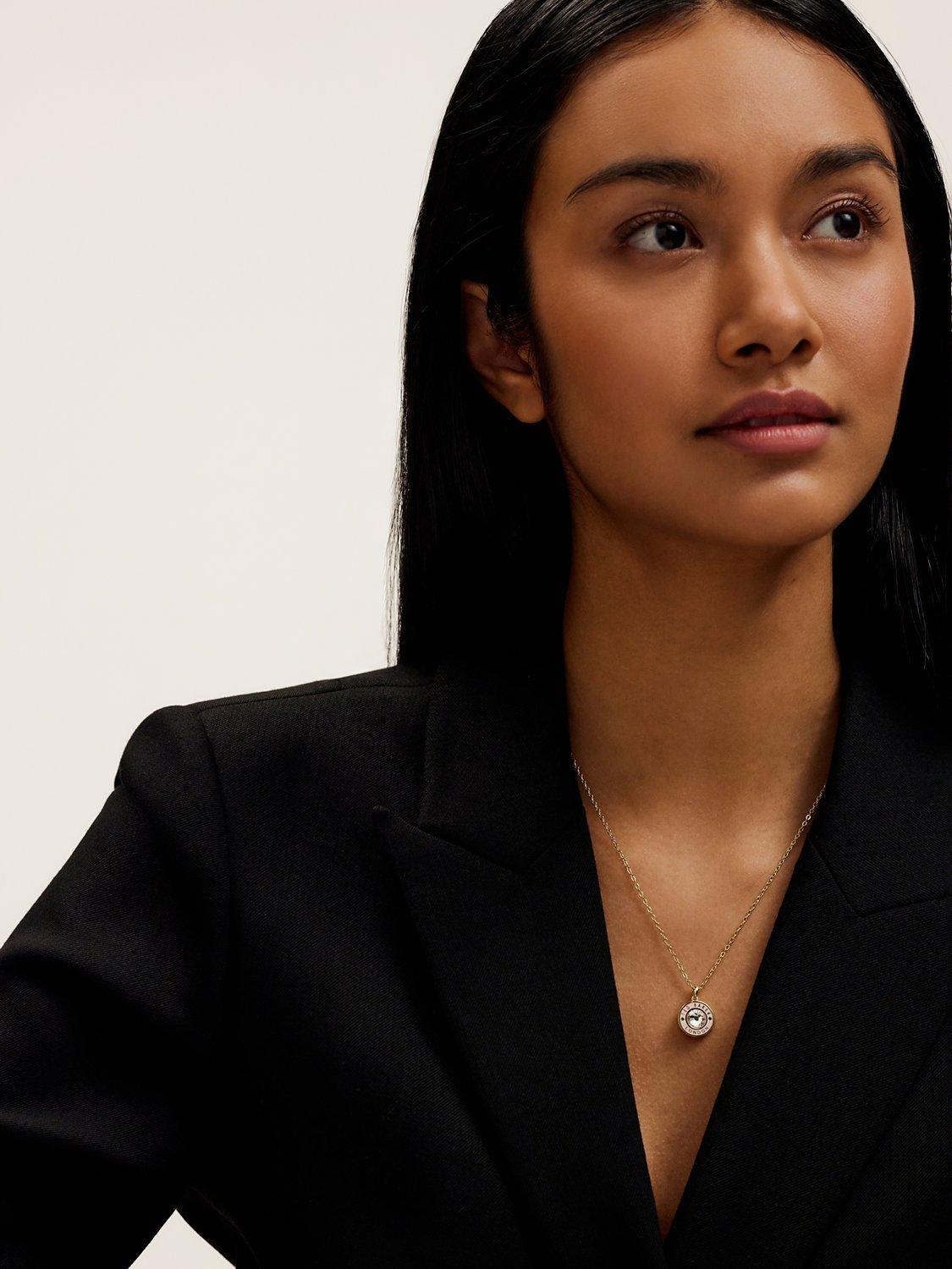 Product image 2 of 5, which shows Ted Baker Cherlie Crystal Button Pendant Necklace, Gold