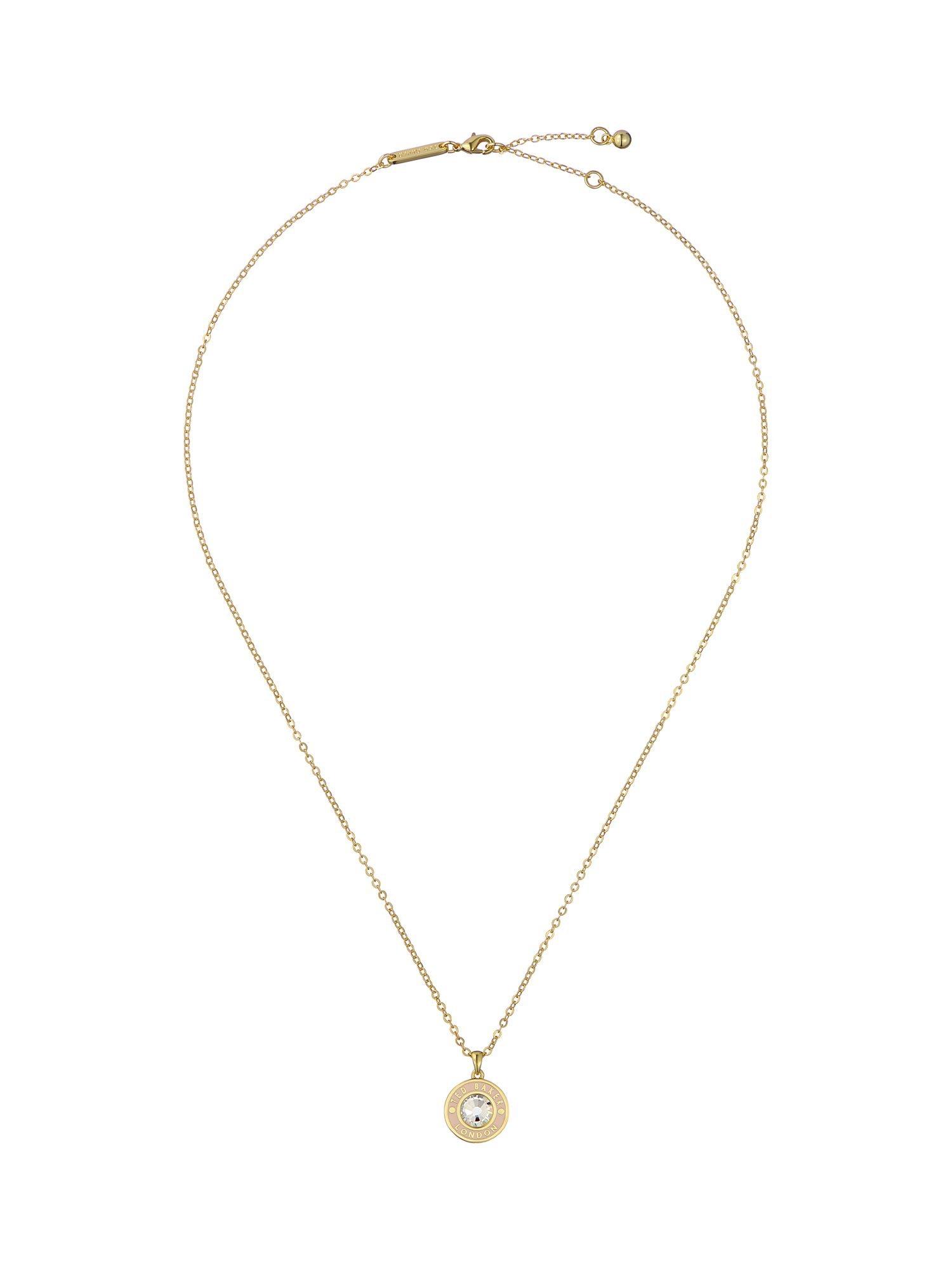 Product image 3 of 5, which shows Ted Baker Cherlie Crystal Button Pendant Necklace, Gold
