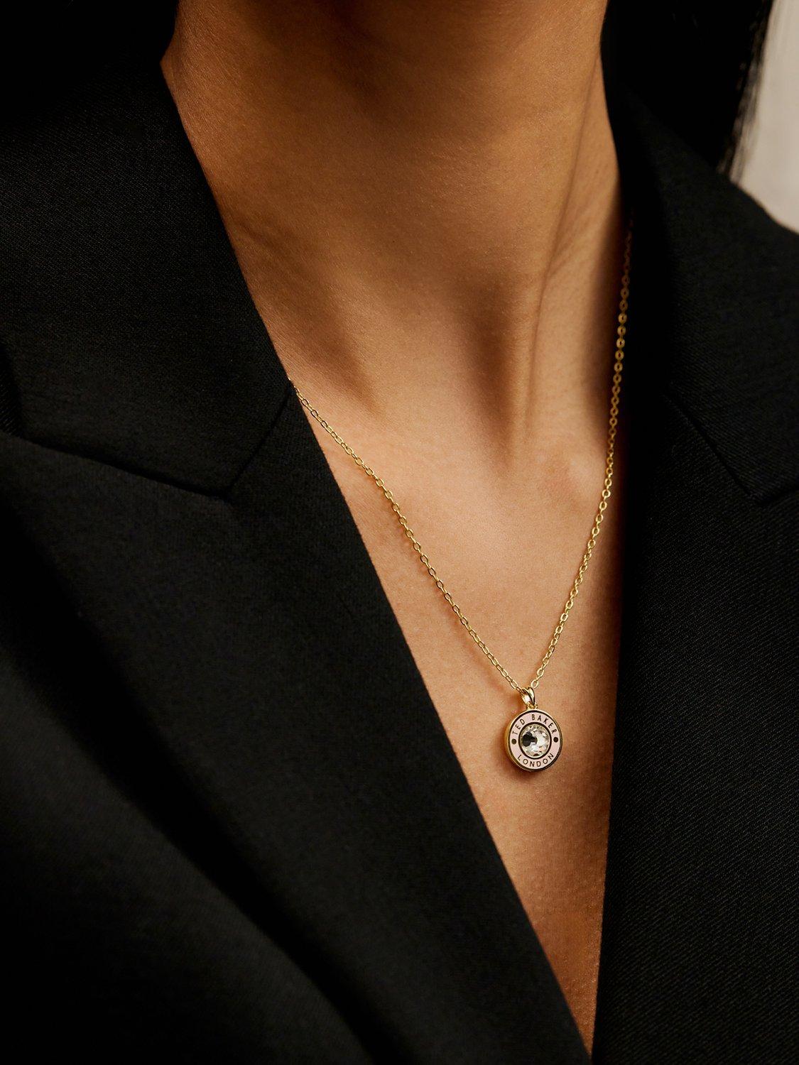 Product image 4 of 5, which shows Ted Baker Cherlie Crystal Button Pendant Necklace, Gold