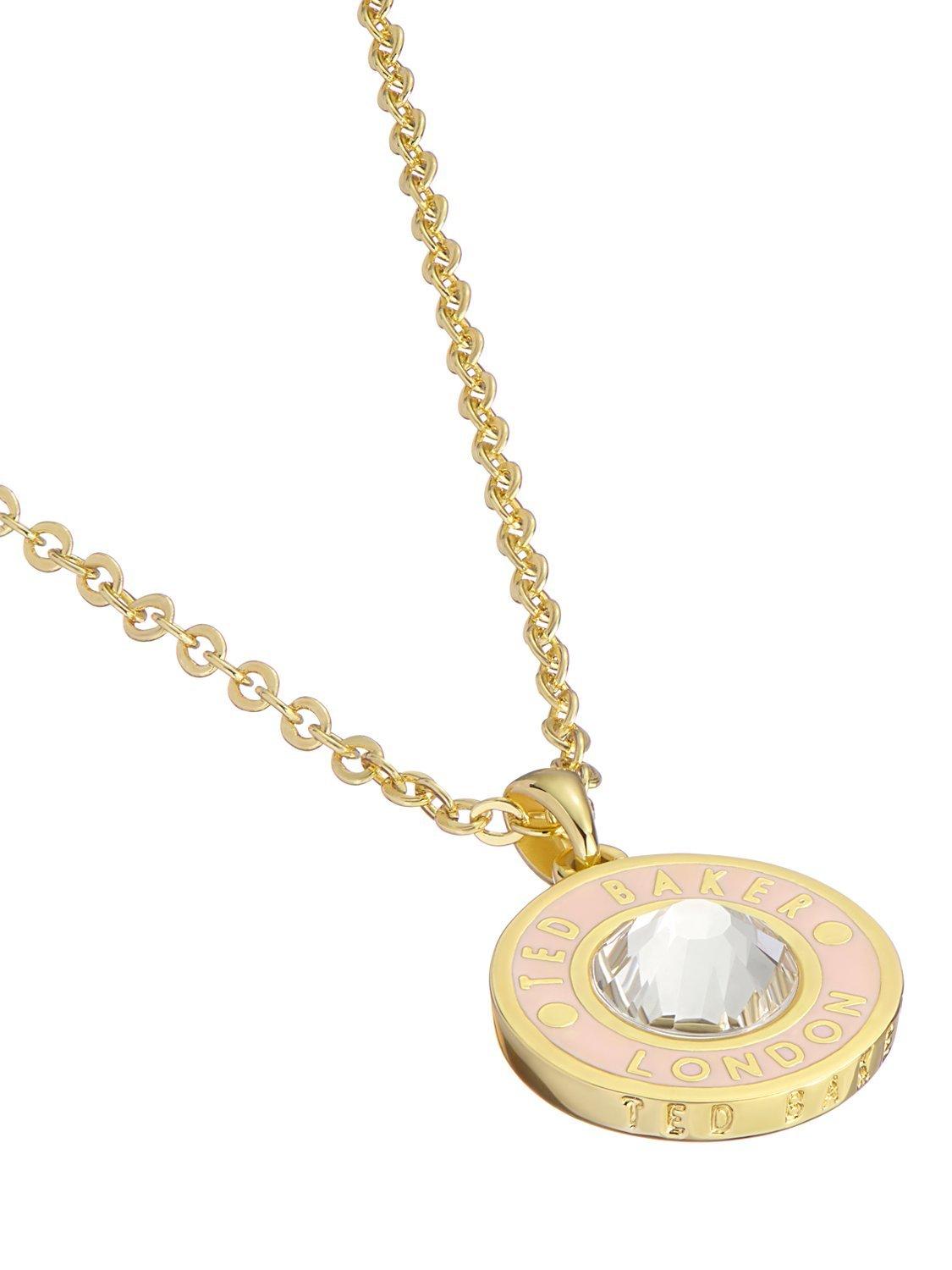 Product image 5 of 5, which shows Ted Baker Cherlie Crystal Button Pendant Necklace, Gold