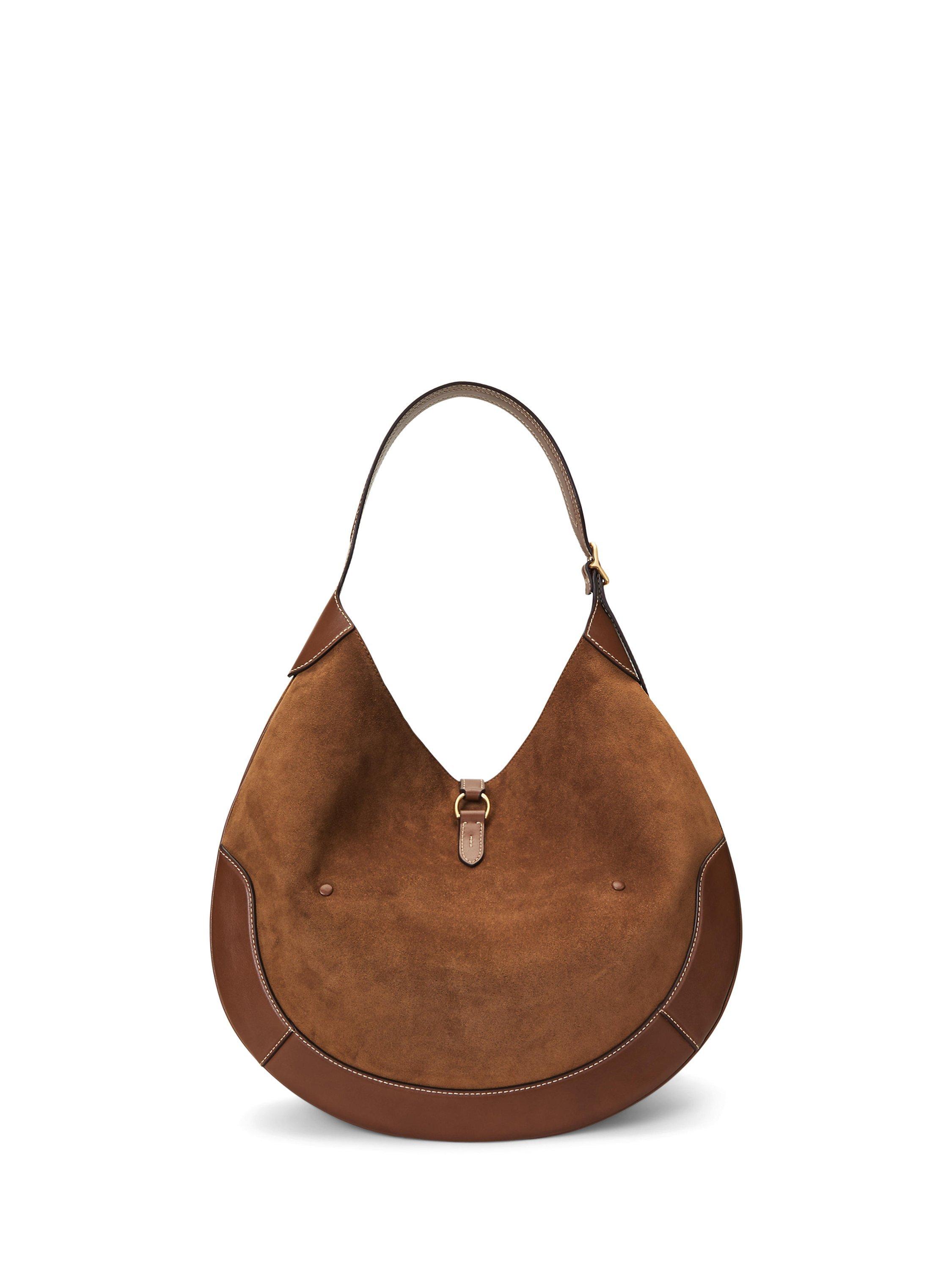 Product image 2 of 6, which shows Polo Ralph Lauren Polo ID Suede Shoulder Bag, Cinnamon