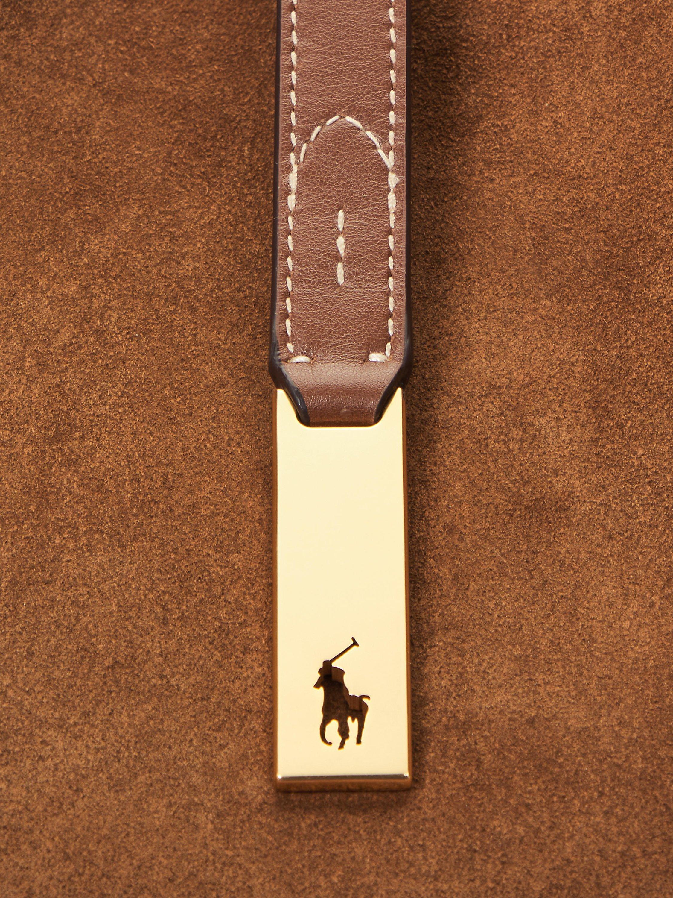 Product image 6 of 6, which shows Polo Ralph Lauren Polo ID Suede Shoulder Bag, Cinnamon