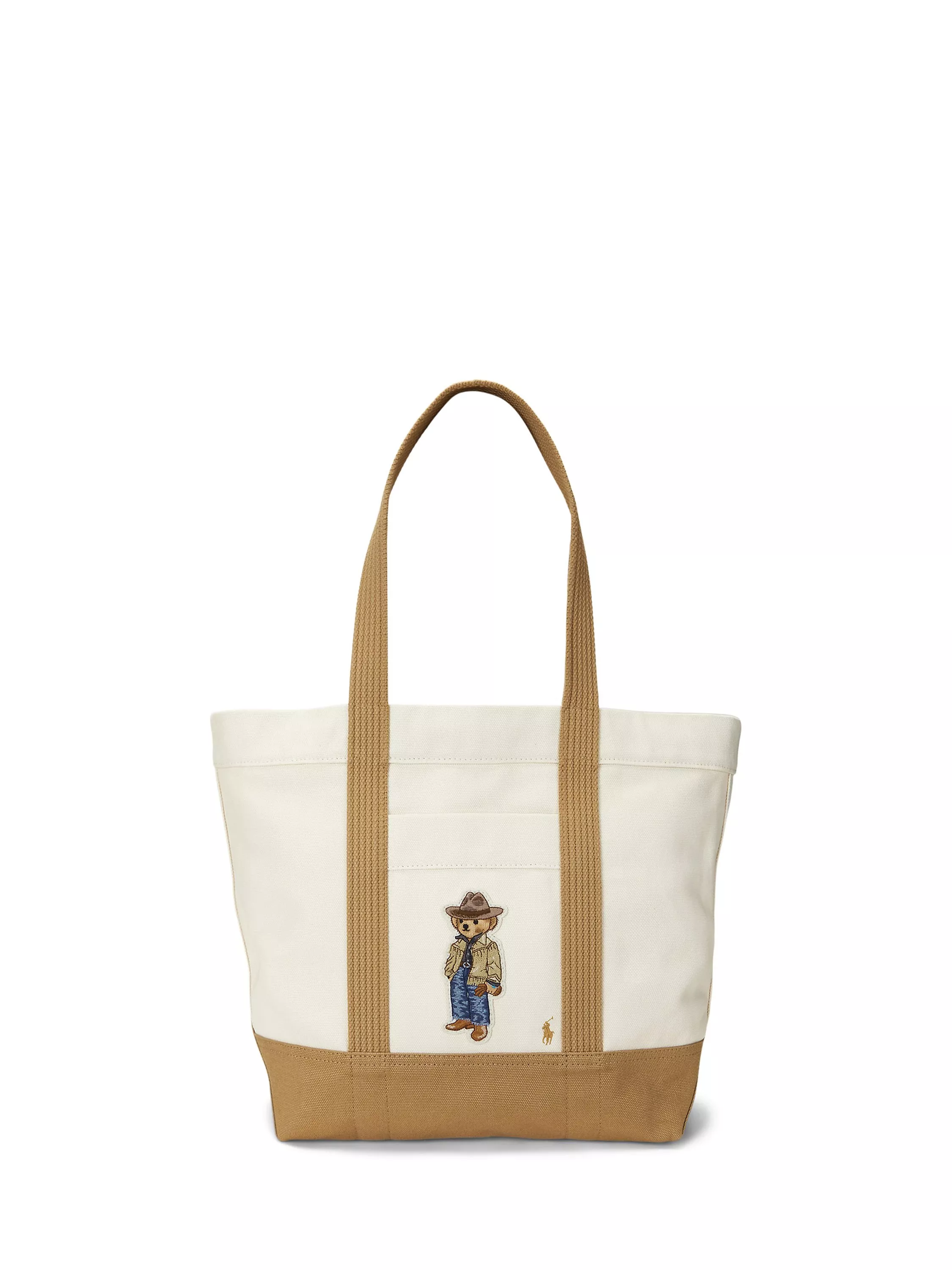Polo Ralph Lauren Western Bear Cotton Canvas Tote Bag Ecru Tan