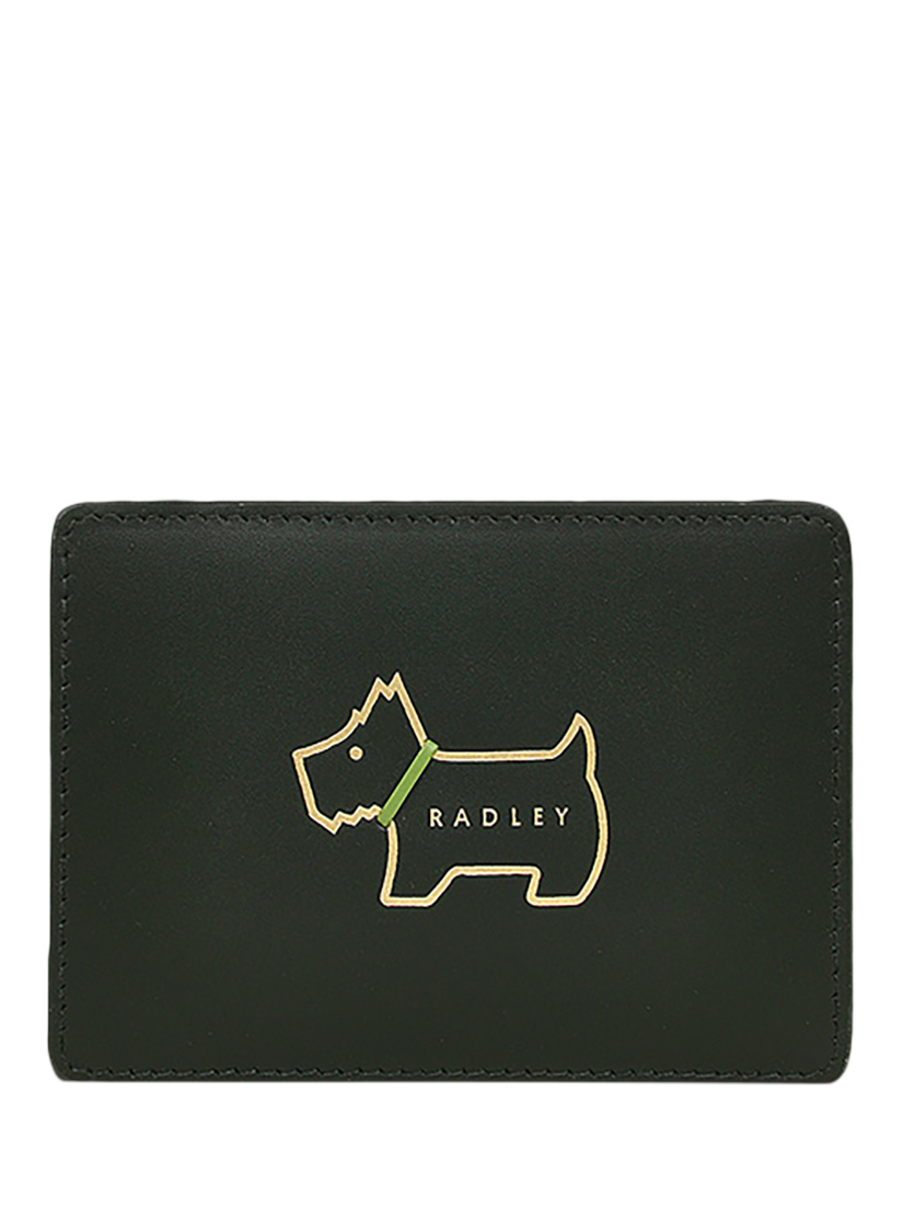 Radley Heritage Dog Outline Leather Small Travel Card Holder Racing Green