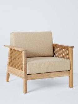 John Lewis Woven Rattan Panel Acacia Wood Garden Lounge Chair, Natural, 