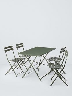 John Lewis Camden 4-Seater Rectangular Garden Dining Table & Chairs Set, Green