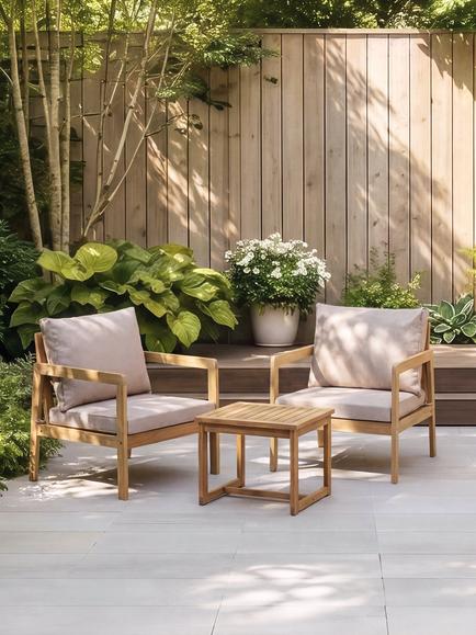 John Lewis Acacia Wood 2-Seater Garden Lounge Set, Natural - view 2, 