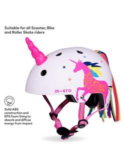 Micro Scooters 3D Unicorn Kids' Bike/Scooter Helmet, Pink/Multi - view 2, Pink/Multi