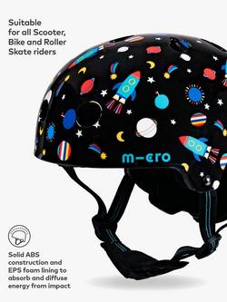 Micro Scooters Kids' Space Bike/Scooter Safety Helmet, Black/Multi - view 2, Black/Multi
