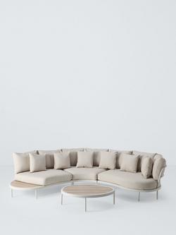 John Lewis Lozenge 5-Seater Modular Curved Garden Sofa & Coffee Table Set, Cream, 